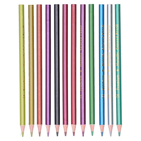 Zerodis 12Pcs Colored Pencil Set, Metallic Fluorescent Professional Coloring Pencil Art Colored Pencils Sketch Graffiti Painting Supplies for Adults Zerodis