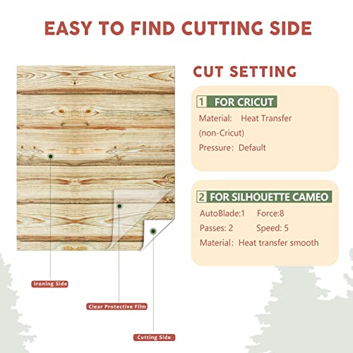 Tintnut Wood Pattern HTV Vinyl - 10 Sheets 12 X 10 Inches Brown Wood Heat Transfer Vinyl White Wooden Planks Iron on Vinyl Vintage HTV for t-Shirts Tintnut