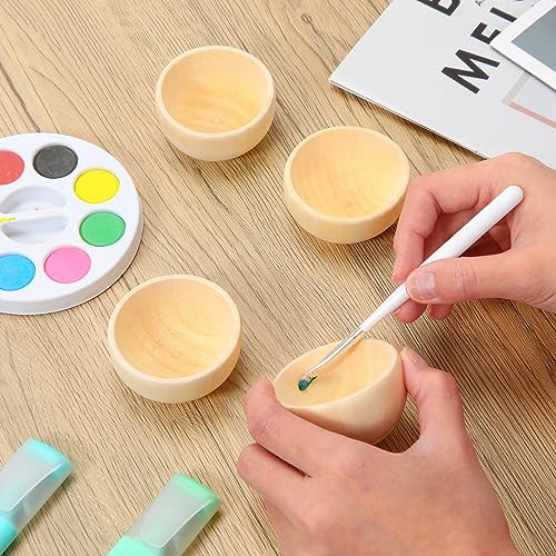 Uiifan Set of 40 Wood Small Bowls Unfinished Wood Sauce Bowl Wooden Mini Round Bowl Serving Craft Bowls Kitchen Condiment Bowls Unpainted Pinch Bowls Uiifan