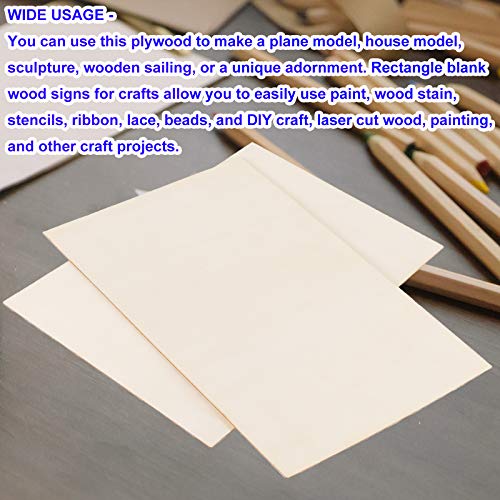 KOHAND 100 PCS 6 x 4 Inch Wooden Sheets, Unfinished Rectangle Wood Pieces, Blank Wooden Cutouts for Crafts DIY Arts