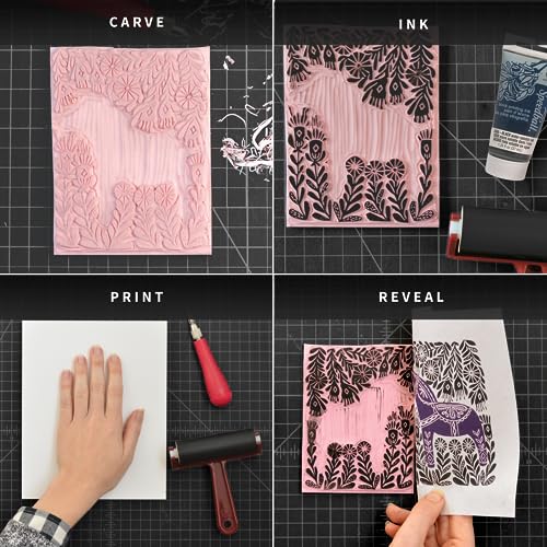 Speedball Super Value Block Printing Starter Kit – Includes Ink, Brayer, Lino Handle and Cutters, Speedy-Carve Speedball
