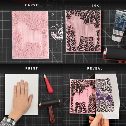 Speedball Super Value Block Printing Starter Kit – Includes Ink, Brayer, Lino Handle and Cutters, Speedy-Carve - WoodArtSupply