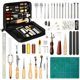 FifthQuarter Leather Tooling Kit: 58 Pcs Essential Leather Working Tools and Supplies for Starter with Guide Leather Craft Tool Kits with Organizer FifthQuarter