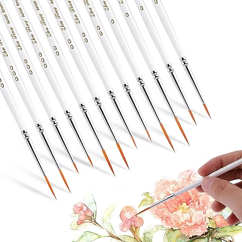 cobee 12Pcs Fine Paint Brushes, Detail Paint Brushes Micro Artist Paintbrush Set Acrylic Paint Brushes for Kids Students Artists Detail Painting Oil - WoodArtSupply