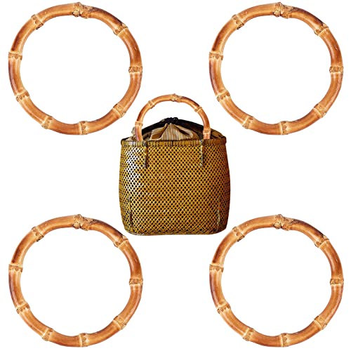 CHGCRAFT 4pcs Round Wood Bag Handle Imitation Bamboo Bag Handles Replacement for Handcrafted Handbag CHGCRAFT