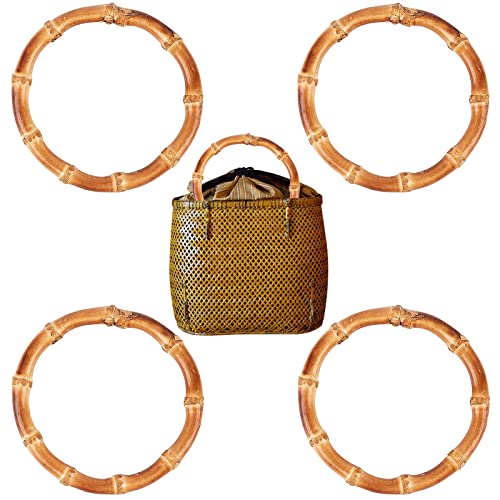 CHGCRAFT 4pcs Round Wood Bag Handle Imitation Bamboo Bag Handles Replacement for Handcrafted Handbag - WoodArtSupply