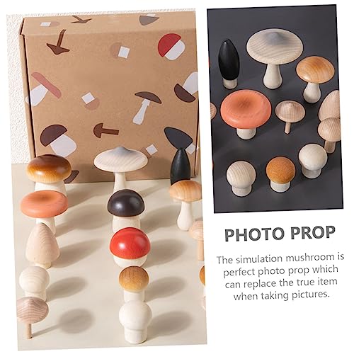 Kisangel 1 Set Simulation Mushroom Game Miniature Toys Micro Toys Miniture Decoration Mini Mushroom Model Natural Wooden Mushroom Unfinished Wood Kisangel