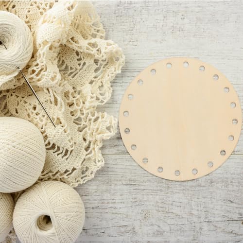 ULTNICE 4pcs Natural Wooden Basket Bottom Circle Shape Blank Crochet Knitting Basket Wood Base Shaper for DIY Basket Craft Weaving Making Supplies ULTNICE