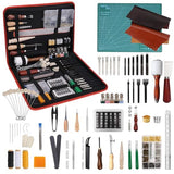 275 pcs Advanced Leather Sewing Tools and Supplies with Carrying Organizer Cutting Mat Stamping Tools Needles Snaps and Rivets Kit Perfect for KINGTOOL