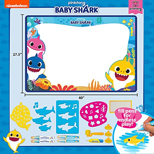 Horizon Group USA Baby Shark Water Drawing Mat, Includes Reusable 40-Inch Water Drawing Mat, Refillable Water Brush & Pens, Stencils, Mess-Free Water Horizon Group USA