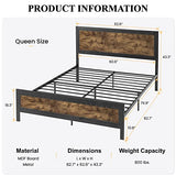 Industrial Grey Metal Queen Bed Frame with Rivet Headboard - SHA CERLIN SHA CERLIN