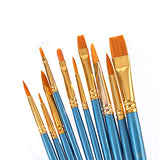 Elisel Paint Brush Set, 10 pcs Nylon Hair Art Paint Brushes for Acrylic Painting for Acrylic Oil Watercolor, Face Nail Art, Miniature Detailing and Elisel