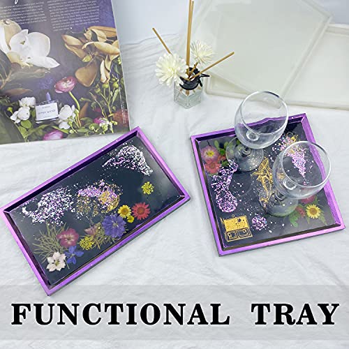 ResinWorld Rectangle Square Tray Mold for Resin, Rolling Tray Mold, Shiny Silicone Tray Resin Mold with Sides, Silicone Plate Mold for Making Sided ResinWorld