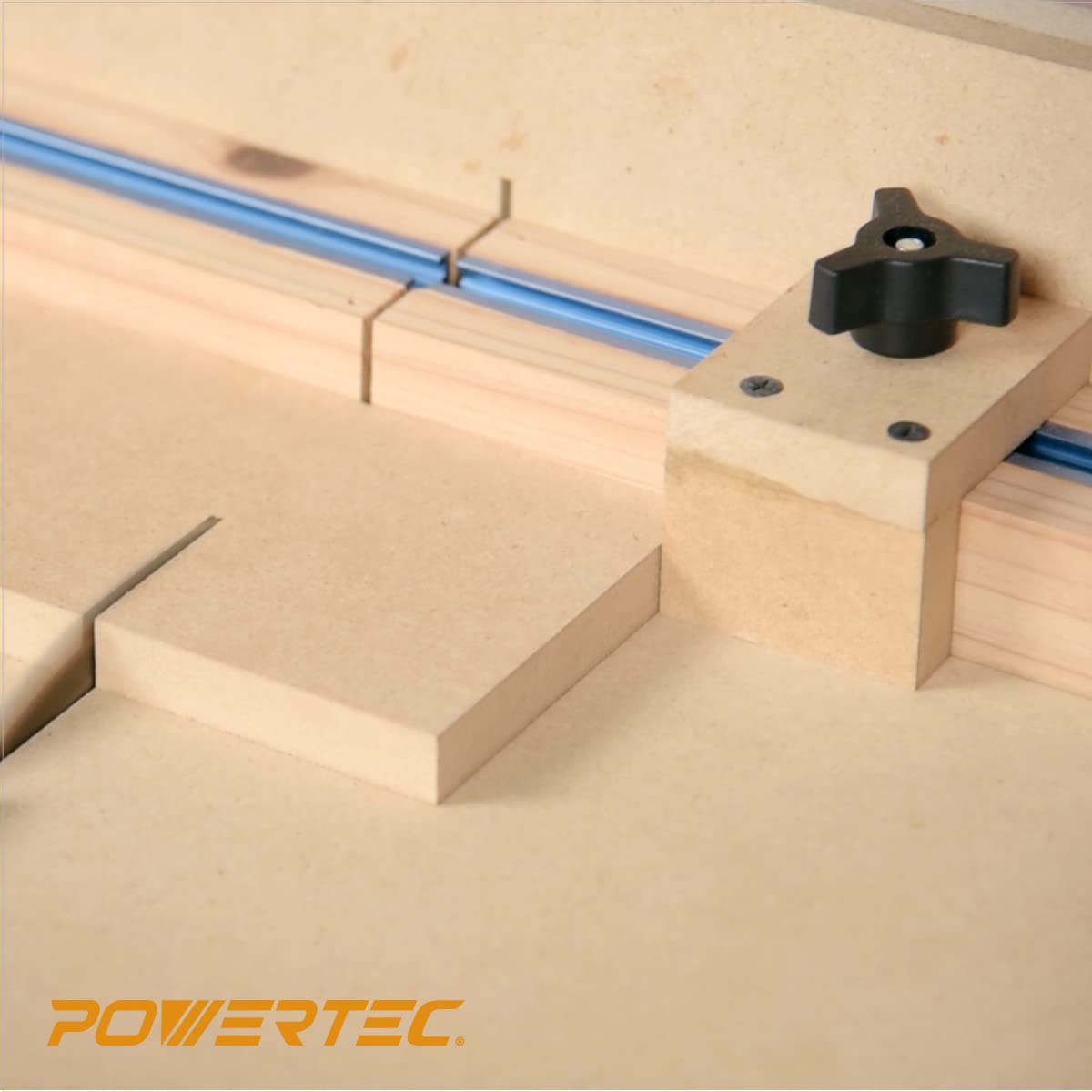 POWERTEC 71673 Table Saw Sled Kit w/T-Tracks, Miter Bars, Knob, Bolt and Screws Set POWERTEC
