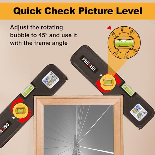 PREXISO 4-in-1 Laser Level Multipurpose Torpedo Level, 65Ft Alignment Point  & 10Ft Leveling Line & 10Ft Measure Tape Ruler Thumb Lock for Hanging  Picture Wall Writing Home Renovation (Brown Grey) – WoodArtSupply