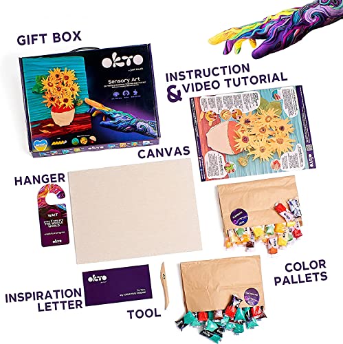 Art Kit "Sunflowers" | Arts & Crafts DIY Painting with Modeling Clay| Clay Kit for Painting | Painting Kits for Adults for Home Decoration | Air Dry OKTO