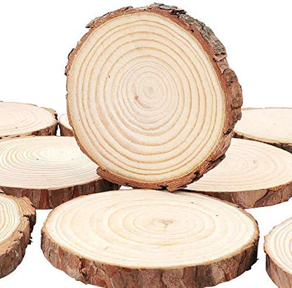Unfinished Natural Wood Slices 30 Pcs 3.5-4 inch Craft Wood kit Circles Crafts Christmas Ornaments DIY Crafts with Bark for Crafts Rustic Wedding