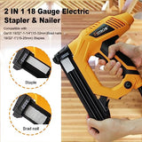 Hoteche 18GA 2-in-1 Electric Brad Nailer/Stapler 19/32-Inch to 1-1/4 Inch Staple Gun Power Adjustable Nail Gun with 2000Pcs Brad Nails& Staples for Hoteche