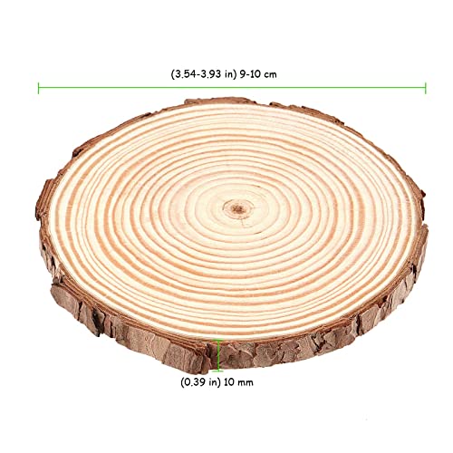 TAICHEUT 100PCS 3.5-4 Inch Natural Wood Slices, Unfinished Wood Slices Wooden Bark Slices Log Circles for Painting, Coasters, Ornaments and Craft