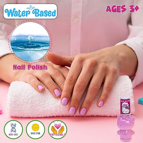 Townley Girl Hello Kitty and Friends 8 Pack Non-Toxic Peel-Off Shimmer and Opaque, Water-Based Safe Nail Polish Set with Nail Dryer for Kids, AA Townley Girl