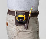 The Wood Shop Mate Heavy Duty Tape Measure Pencil Holder in Top Grain Leather Made to Last A Lifetime (Pencil on Left) Barefoot Custom Creations