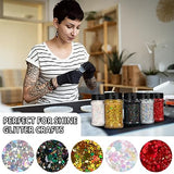 HTVRONT Chunky Glitter for Resin - 200g/7oz Silver Glitter, Designed Shaker Cap Holographic Glitter, Craft Glitter Powder Mixed Chunky Fine Flakes HTVRONT