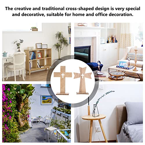 Sewroro 20pcs Cross Decor Wooden Crafts Cross Shaped Ornaments Unfinished Wooden Cross for Home Decoration (Random Style) - WoodArtSupply