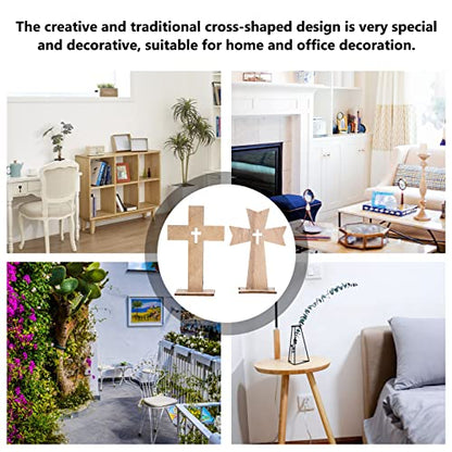 Sewroro 20pcs Cross Decor Wooden Crafts Cross Shaped Ornaments Unfinished Wooden Cross for Home Decoration (Random Style) - WoodArtSupply