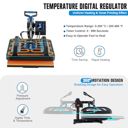 Topdeep Pro Heat Press 15x12 Inch, 5 in 1 Heat Press Machine with 30 OZ Tumbler Press, Swing Away T Shirt Pressing Machine, Combo Tumbler Heat Press - WoodArtSupply