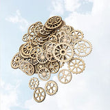 Amosfun Unfinished Wooden Cutouts Gear Shape Wood Discs Slices Embellishments for Craft DIY Decoration 50pcs Amosfun