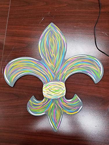 Fleur De Lis Cutout Unfinished Wood Derby Mardi Gras Door Hanger Wall Hanging MDF Shaped Canvas Style 1 (24")