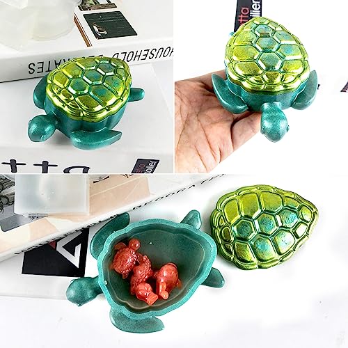 Sea Turtle Box Resin Mold with Lid, Creative Container Epoxy Resin Casting Mould, Sea Animal Silicone Storage Mold DIY Jewelry Holder Trinket Plate Resin Clay Craft Art Supplies Making Home Decor