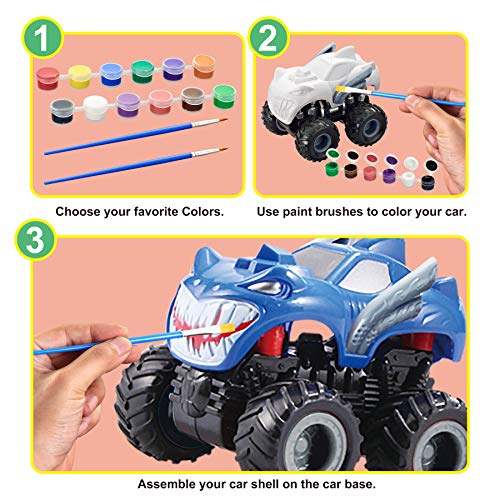 JOYIN Kids Craft Kit Build & Paint Your Own Monster Car Art & Craft Kit DIY Toy Set Make Your Own Monster Friction Powered Truck, for Kids JOYIN