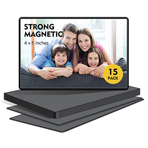 Magicfly Pack of 15 Magnetic Picture Frame with Clear Pocket, 4 x 6 Inches Refrigerator Photo Holder for Fridge Office Cabinet Locker, Black Magicfly
