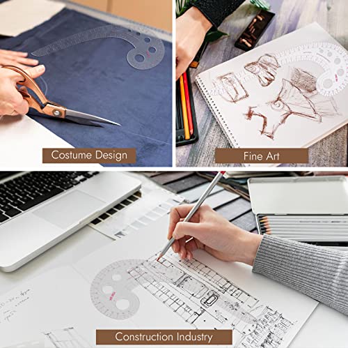 UTENEW French Curve Ruler Sewing, Comma Shaped 42cm Drawing Template Tool, Drafting Clothes Sleeves 2 Pack okdeals