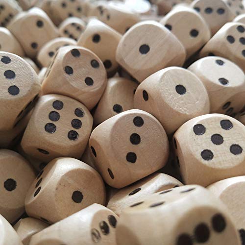 100 Pcs Blank Wooden Dice Unfinished Square Blocks 6 Sided Wood Cubes with Rounded Corners for DIY Craft Projects (16MM)