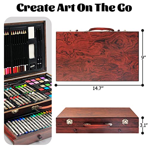  85 Piece Deluxe Wooden Art Supplies, Art Kit with