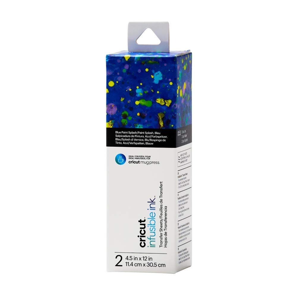 Cricut Infusible Ink Transfer Sheets - 4.5" x 12" - Blue Paint Splash Pattern - For Cricut Mug Press, Maker, Explore Air 2