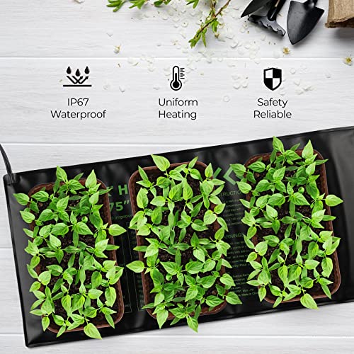 BN-LINK Durable Seedling Heat Mat Warm Hydroponic Heating Pad Waterproof 10" x 20.75" - 2 Pack for Seed Starting Greenhouse and Germination BN-LINK