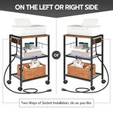 HOOBRO Industrial Printer Stand, 3-Tier Mobile Printer Table, Rolling Cart with Power Outlets and USB Ports, Home Printer Stand with 2 Hooks, for HOOBRO