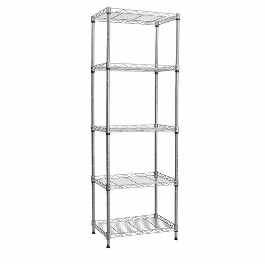 REGILLER 5-Wire Shelving Metal Storage Rack Adjustable Shelves, Standing Storage Shelf Units for Laundry Bathroom Kitchen Pantry Closet(Silver, 16.6L - WoodArtSupply