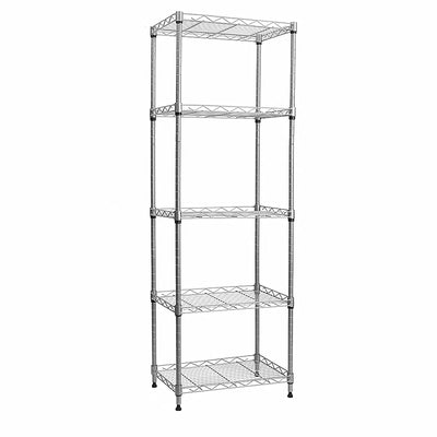 REGILLER 5-Wire Shelving Metal Storage Rack Adjustable Shelves, Standing Storage Shelf Units for Laundry Bathroom Kitchen Pantry Closet(Silver, 16.6L
