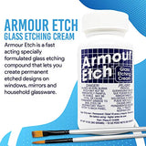 Armour Etch Glass Etching Cream Kit - Create Permanently Etched Designs - 10oz Net Weight - Bundled with Moshify Application Brushes Moshify