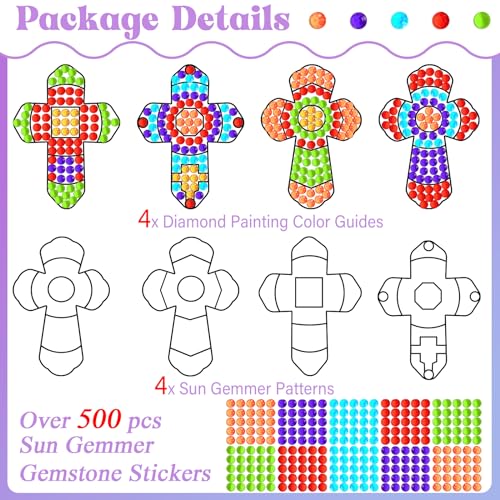 Christmas Jesus Cross Crafts for Kids, Sunday School Religious Sun Gemmers DIY Diamond Painting Bible School Christian Arts Craft Kits for 4 8 10 Qyeahkj