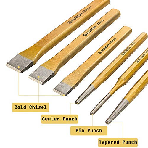 ABuff 6 Pcs Punch and Chisel Set, Includes 3 Pcs Digging Tools Cold Chisel Set, 3 Pcs Center/Pin/Tapered Punch Set, Masonry Chisel for Brick, Wood, ABuff