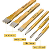 ABuff 6 Pcs Punch and Chisel Set, Includes 3 Pcs Digging Tools Cold Chisel Set, 3 Pcs Center/Pin/Tapered Punch Set, Masonry Chisel for Brick, Wood, ABuff