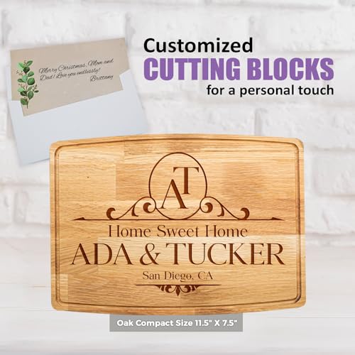 Tayfus Personalized & Monogrammed Cutting Boards - Customized Gifts for Christmas, Wedding, Anniversary, Realtor Closing - Handmade Custom Wooden Tayfus