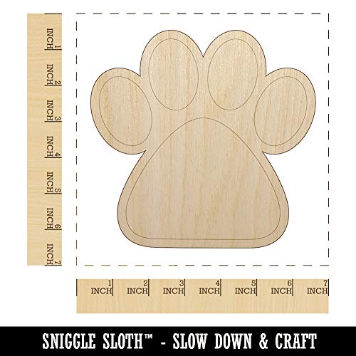 Paw Print Solid Unfinished Wood Shape Piece Cutout for DIY Craft Projects - 1/8 Inch Thick - 6.25 Inch Size Sniggle Sloth