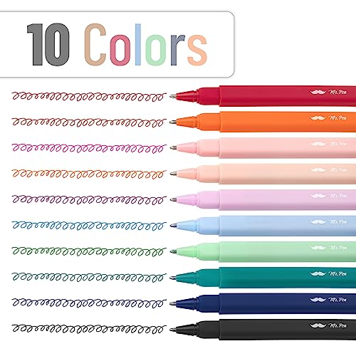 Mr. Pen- Aesthetic Pens, 10 Pack, Assorted Colors, Fast Dry, No Smear Bible Pens No Bleed Through, Fine Point Pen, Ballpoint Pens Ballpoint, Fine Tip