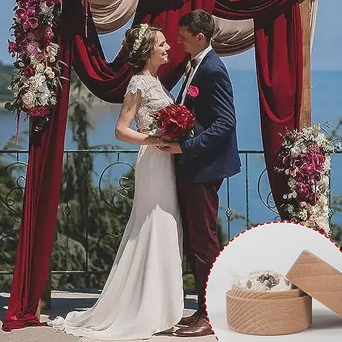 ASUNFO 3 Pcs Mini Round Wooden Ring Jewelry Box Holder Small Trinket Wooden Box with Lid DIY Storage Trinket Bearer Container Case Wood Ring Box ASUNFO